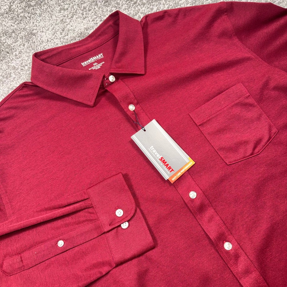 Roundtree & Yorke TravelSmart Shirt Mens XXL Performance Wrinkle Free Red NEW